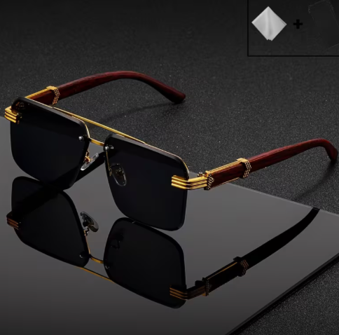 Monarch™ Luxury Rimless Sunglasses | Premium Wood Accent