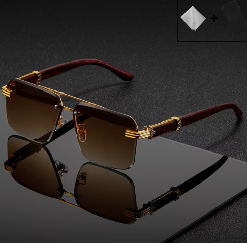 Monarch™ Luxury Rimless Sunglasses | Premium Wood Accent
